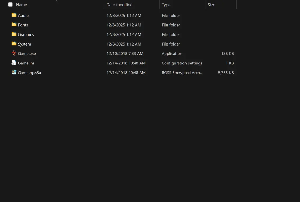 This is what a regular encrypted game directory looks like
