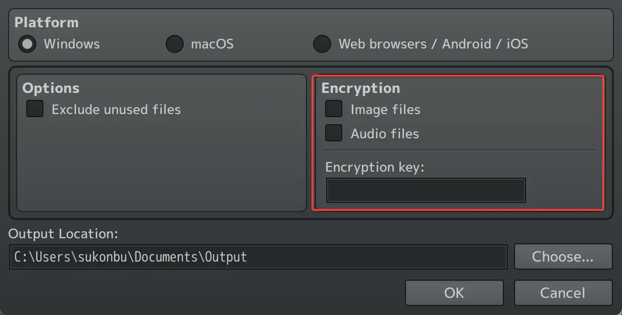 The deployment screen from RPG Maker MZ