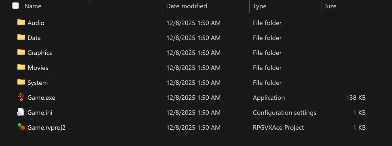 A fresh RPG Maker VX Ace project